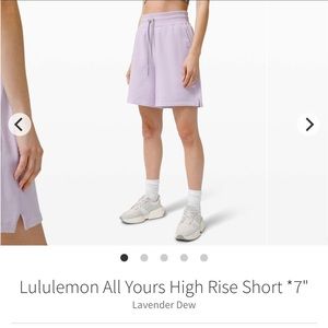 Lululemon All Yours High Rise Short *7' Lavender Dew Size4